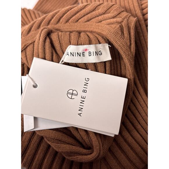 New Anine Bing Dress Medium Womens Victoria Turtleneck Shoulder Cut Out Midi - Picture 7 of 9